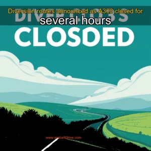 Artistic representation for Diversion routes announced as A303 closed for several hours